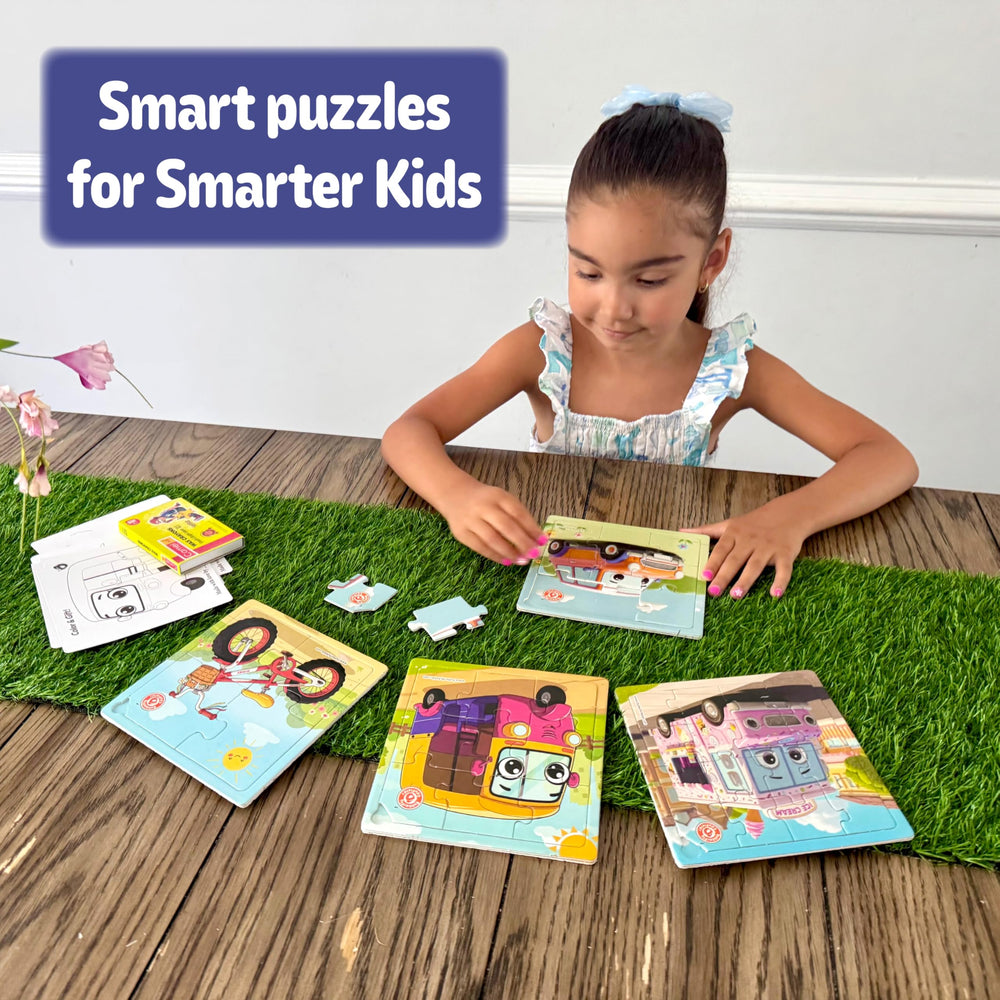 Butterfly EduFields 4in1 Vehicles Bicycle Puzzle encourages hand-eye coordination and cognitive play.