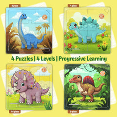 Butterfly EduFields dinosaur puzzle scene with 9 piece layout supports concentration