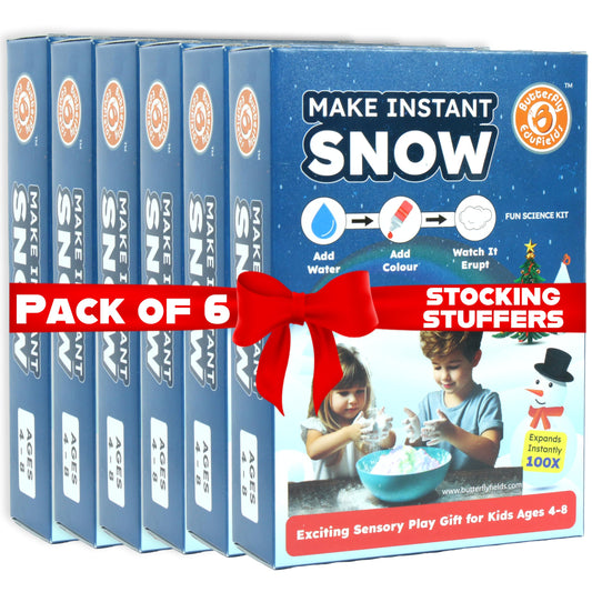Butterfly EduFields Snow Magic colorful snow powder expands into fluffy play snow.