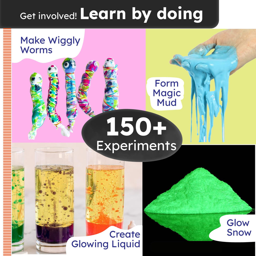 Butterfly EduFields slime-making experiments show kids exploring textures and color changes.