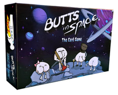 Butts in Space card game deck for family game night with bold, playful illustrations.