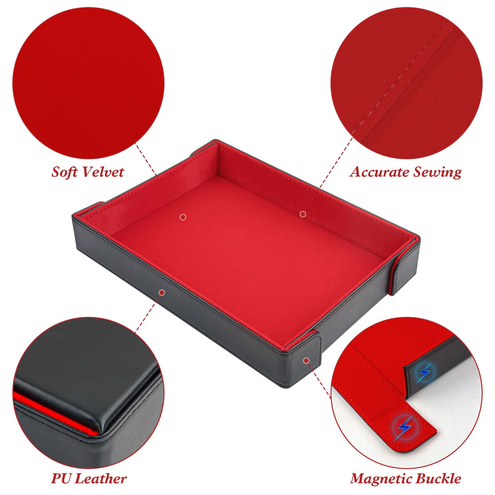 Buweeo dice tray magnetic folding edges allow quiet, easy setup.