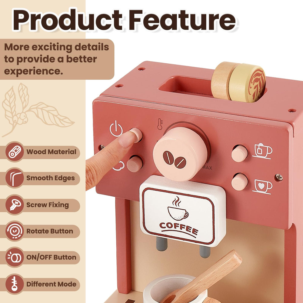 BUYGER coffee playset includes cups saucers and spoons for social role play
