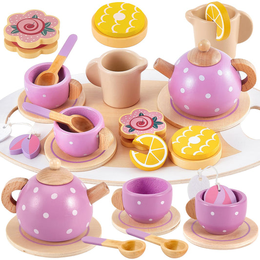 Buyger wooden tea set teapot with lid invites imaginative tea moments