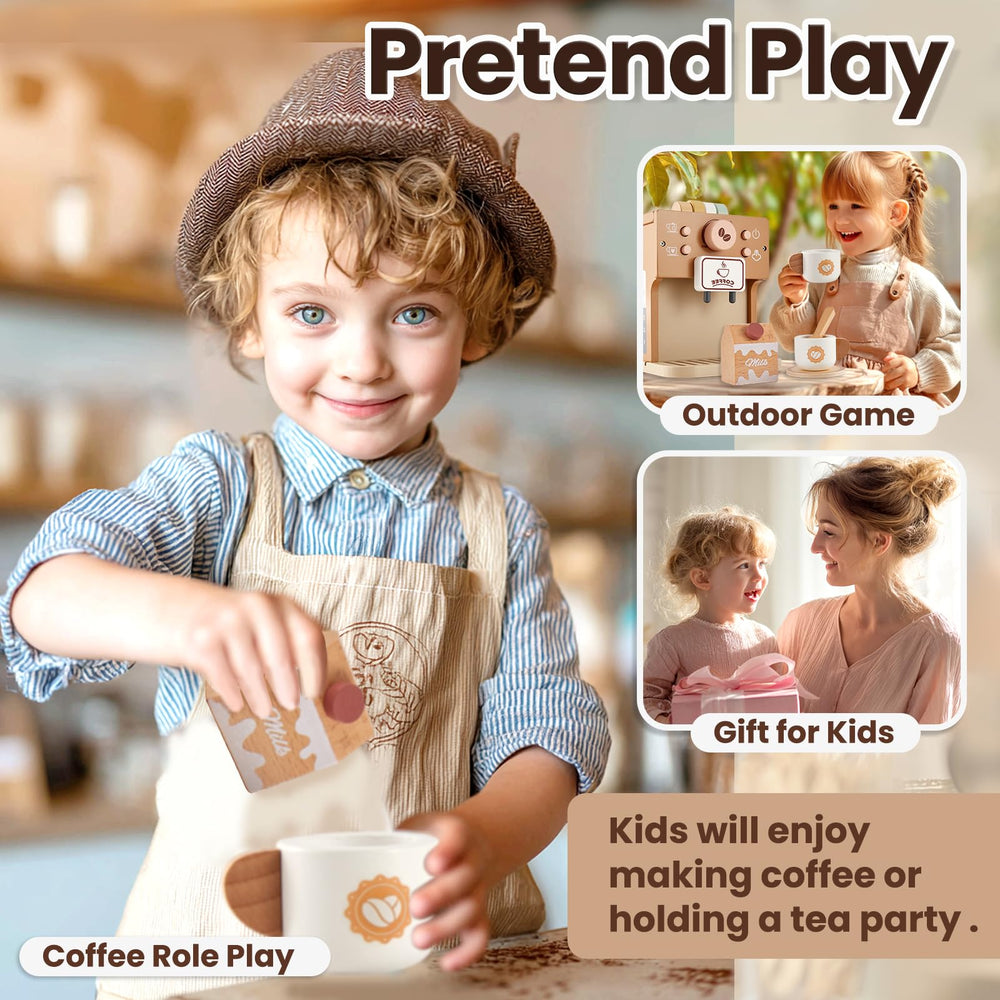Buyger toy coffee maker storage compartment helps tidy up after play