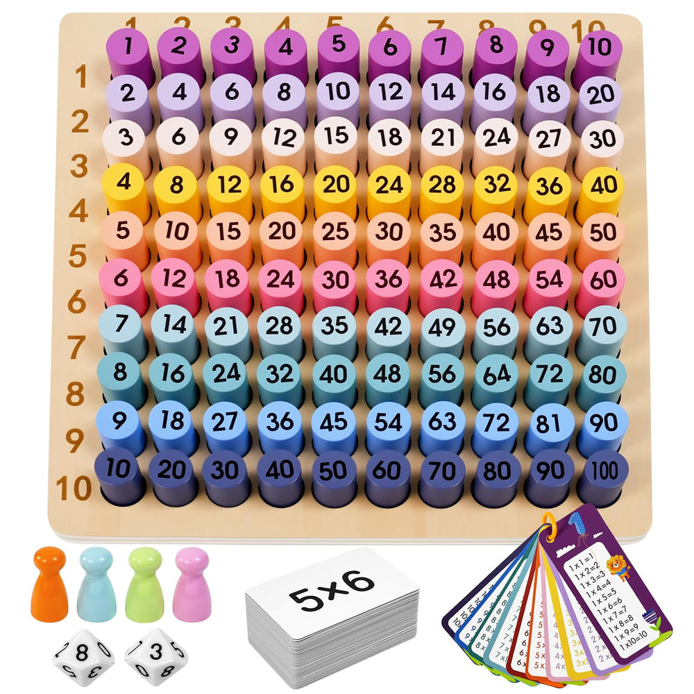 BUZIFU wooden multiplication board closeup for durable hands-on math practice.