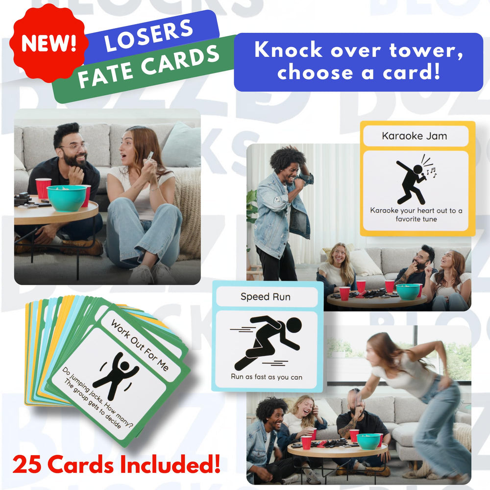 Buzzed Blocks Ultimate Tower comes in a sturdy carrying box for easy transport