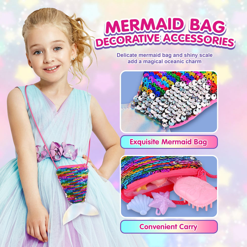 BYCICI mermaid purse for girls stores accessories during on-the-go play