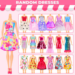 BYMORE 195 pcs doll clothes kit accessories including crowns and necklaces