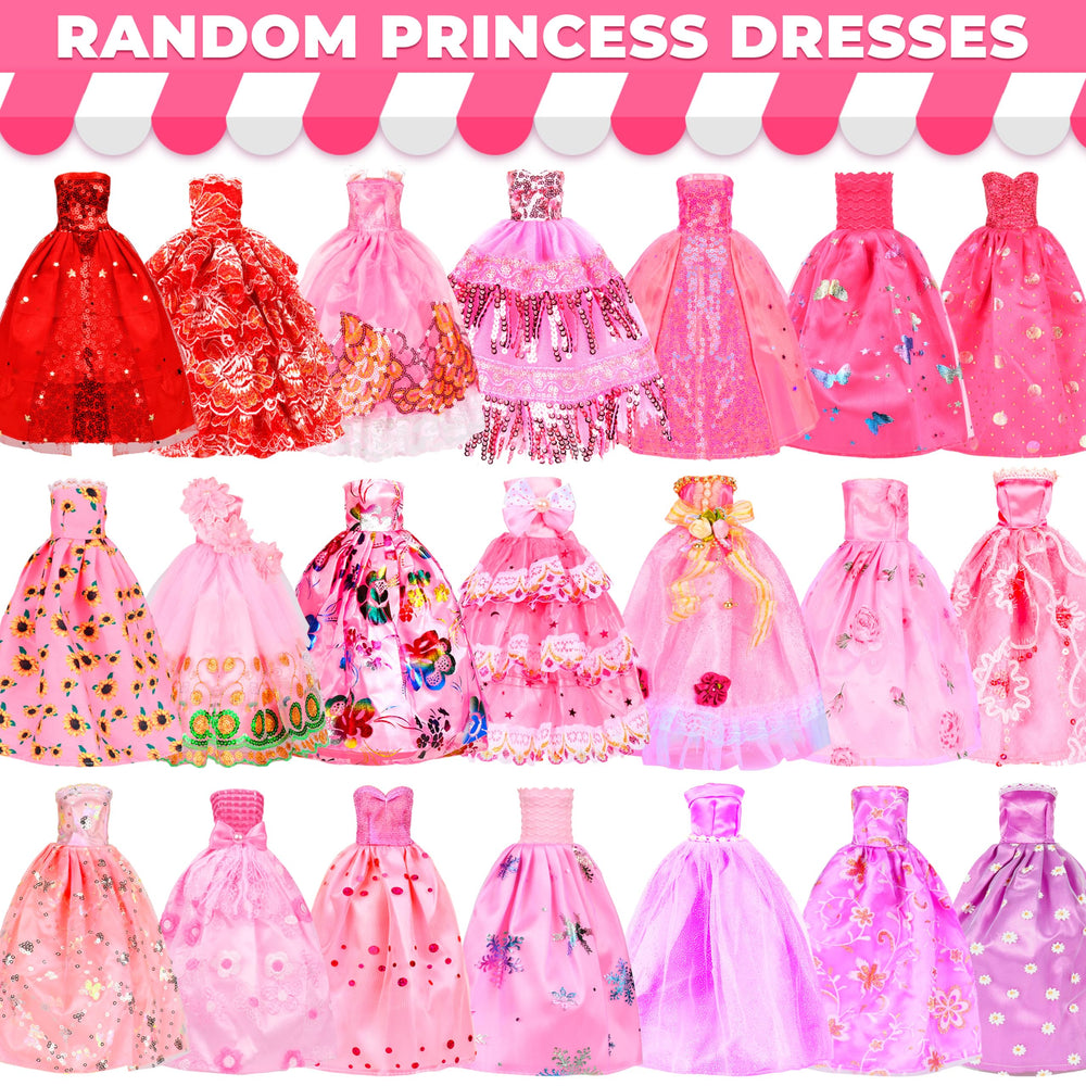 BYMORE 195 pcs doll clothes kit fashion dresses for versatile looks