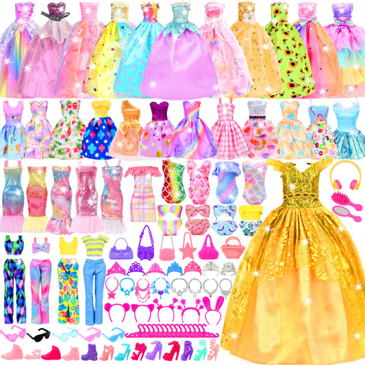 BYMORE 85-pcs doll clothes kit wedding gowns for elegant storytelling and pretend ceremonies