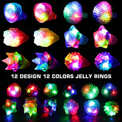 BYONEBYE 12 jelly rings flashing designs add playful accents for outfits