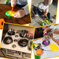 BYONEBYE kids-friendly pots and pans invite hands-on pretend cooking sessions.