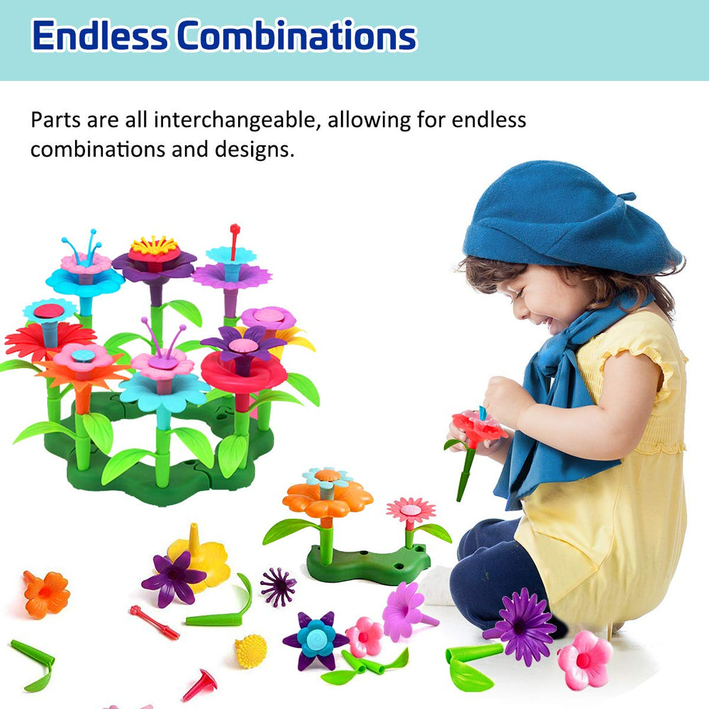 Byserten flower garden building set flower cores enabling varied petals.