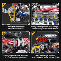 BYTLK V8 engine model USB motor demonstrates cordless, reliable engine motion.