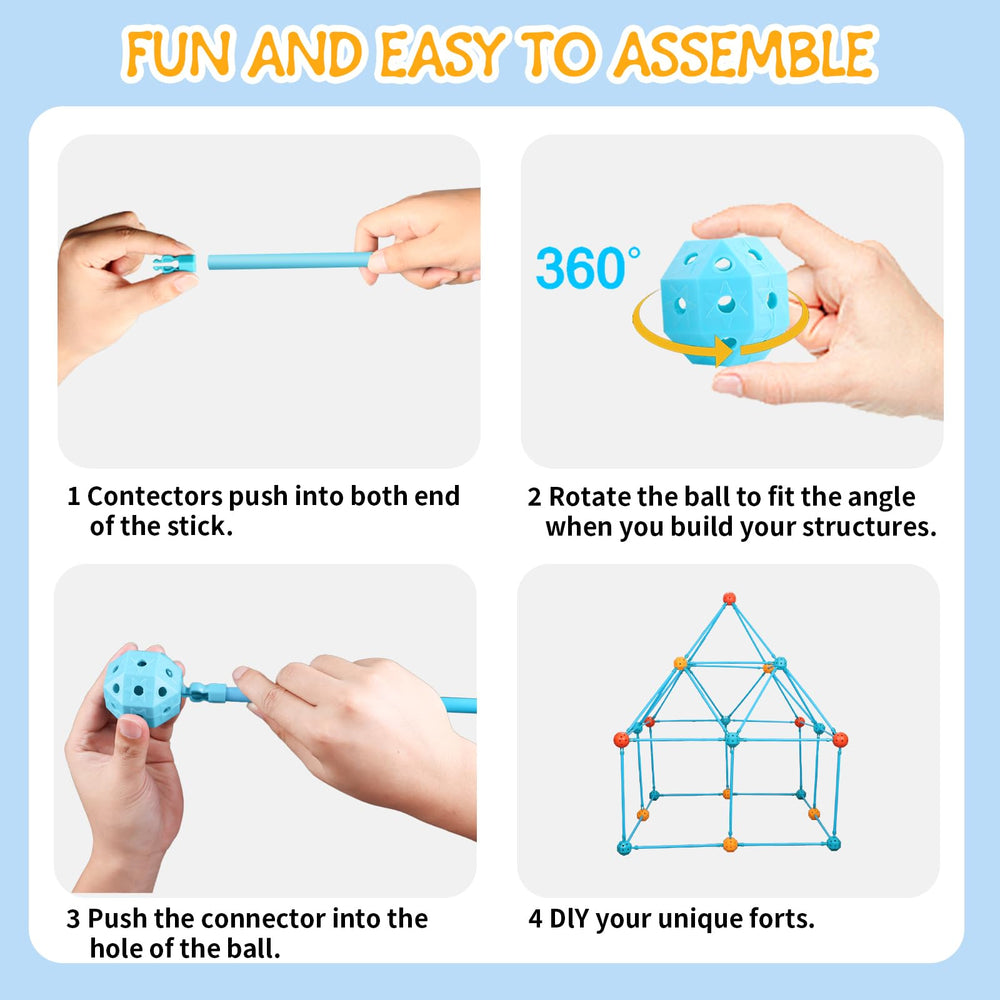 BZseed fort kit playhouse assembly with durable connectors and stable design.