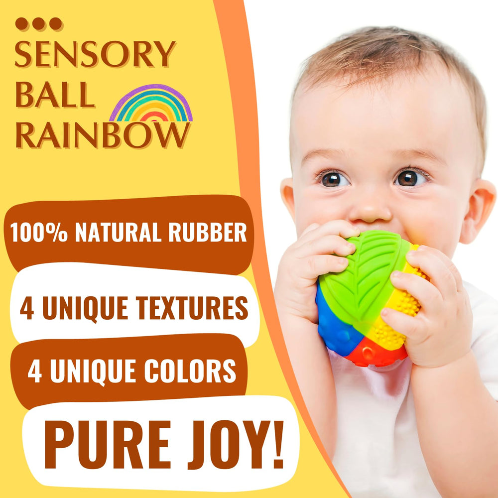 caaocho Rainbow ball uses natural rubber for safe, durable toy time.