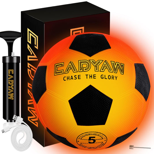 Cadyaw Glow soccer ball packaging, ideal for gifting and storage.