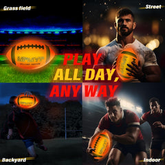 Cadyaw glow football official size 9 shown with bag and manual accessories