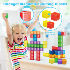 Caferria translucent Montessori blocks reveal magnetic forces during play.