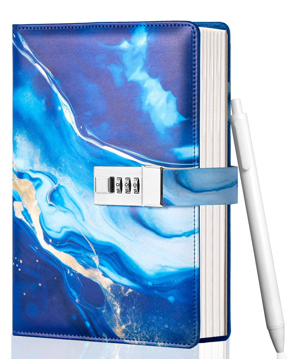 CAGIE diary lock blue cover for private journaling for girls.