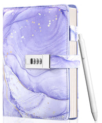 CAGIE diary lock cover in purple PU leather for privacy and style.