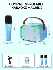 Caiord karaoke system with two mics, quick Bluetooth pairing and stable connection.