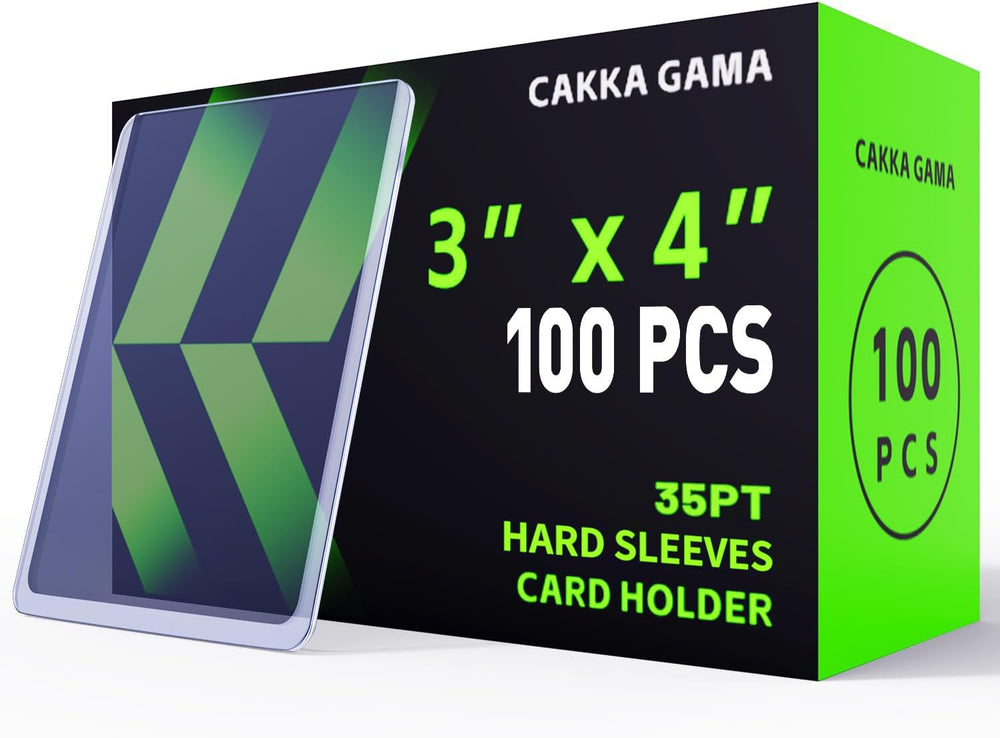 CAKKAGAMA hard card sleeves 100-pack protect cards with crystal-clear visibility.