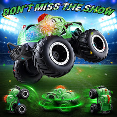 Calefwe Monster Truck rugged tires conquer grass sand and gravel.