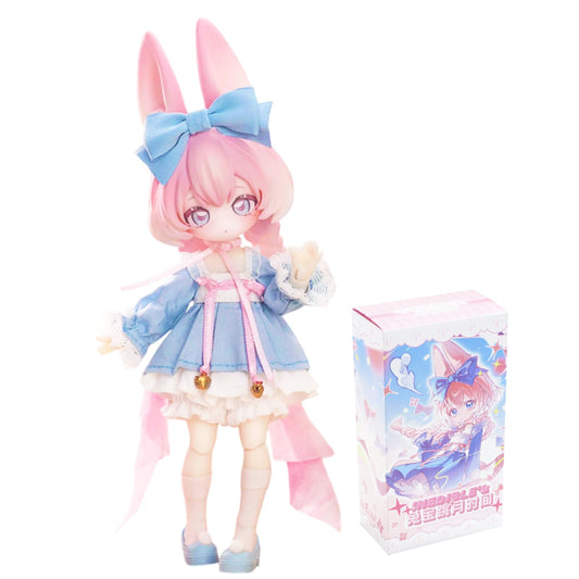 CALEMBOU Jumping Moon Rabbits BJD in blind box packaging, ideal for collectors