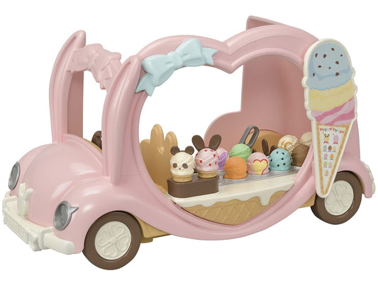 Calico Critters Ice Cream Van front view, ideal for imaginative dessert service plays.