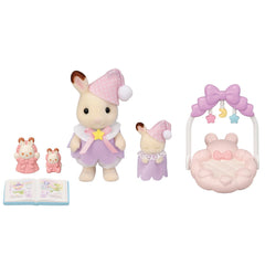 Calico Critters Sleepy Dream Siblings matching pajamas and night cap create cozy storytelling scenes.