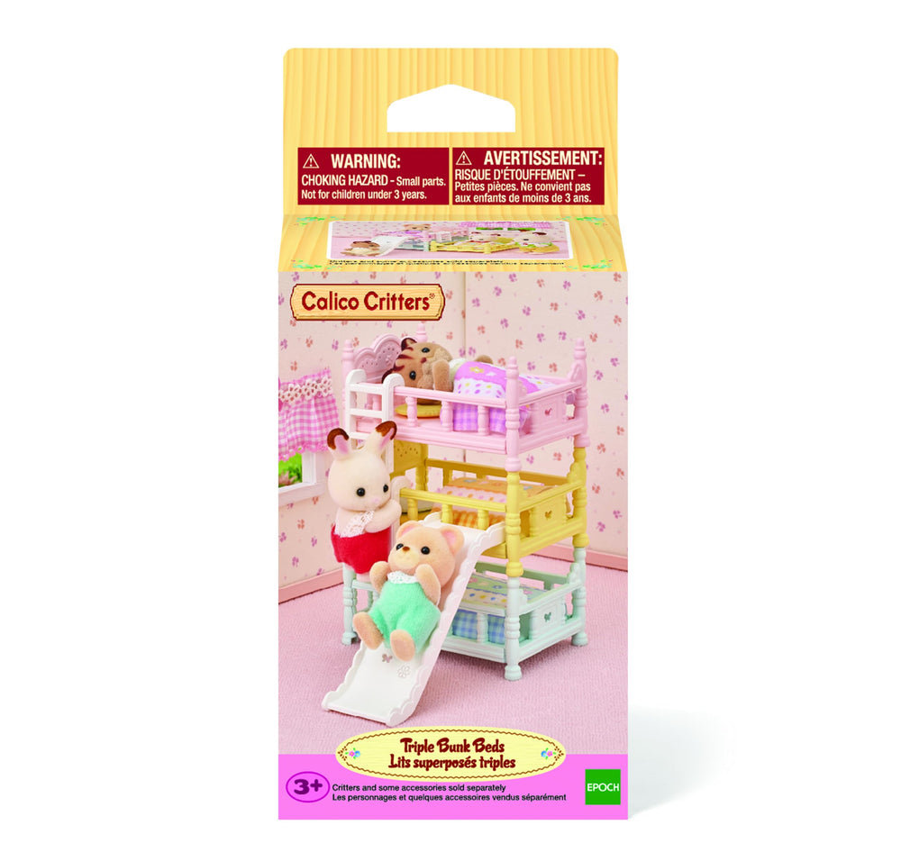 Calico Critters triple bunk beds encourage social, cooperative play and role‑play setup.