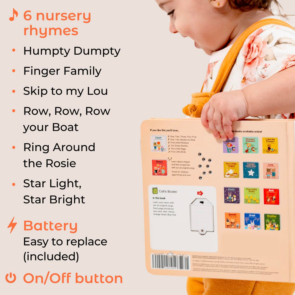 Buttons invite hands-on interaction in Cali's Books Colors Book for Toddlers.