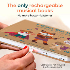 Cali's Books Music Book in small hands for easy manipulation and interaction