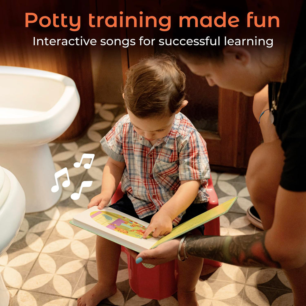 Cali's Books potty training book headphone jack enables quiet, solo listening.