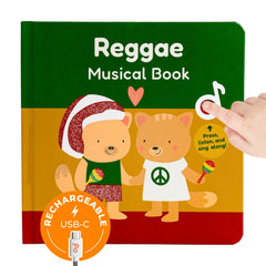 Cali's Books Reggae Musical Book cover featuring Bob Marley art invites toddlers to sing