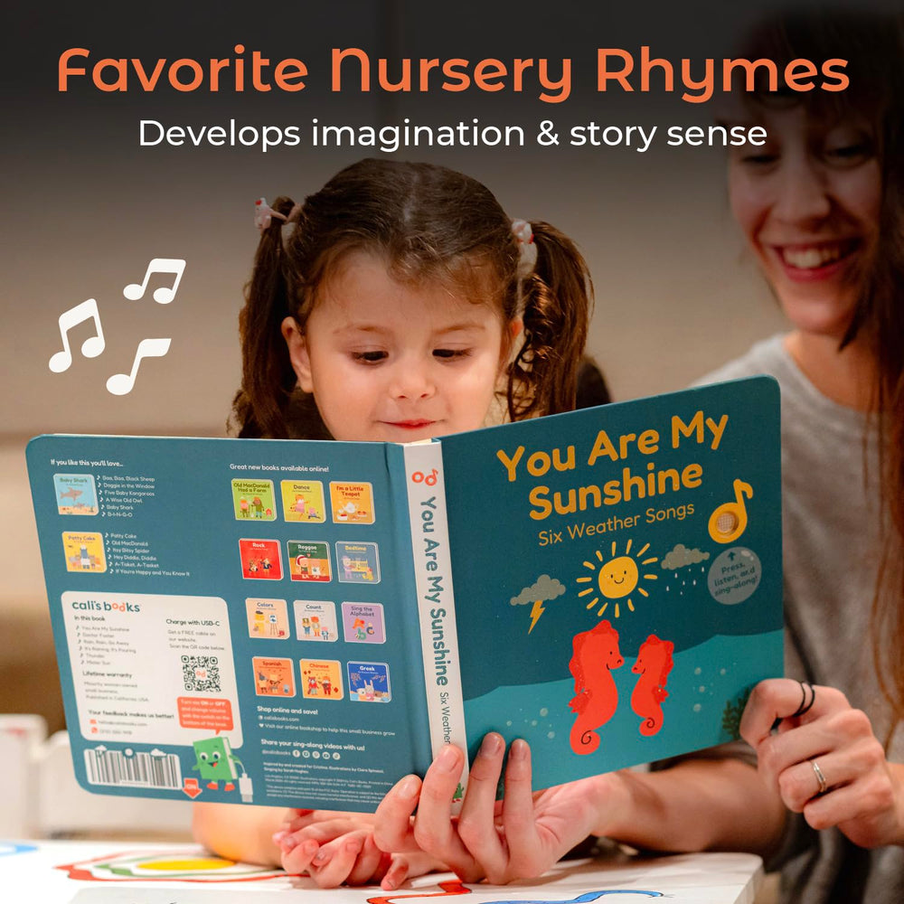 Cali's Books You Are My Sunshine USB-C rechargeable feature enables endless play.