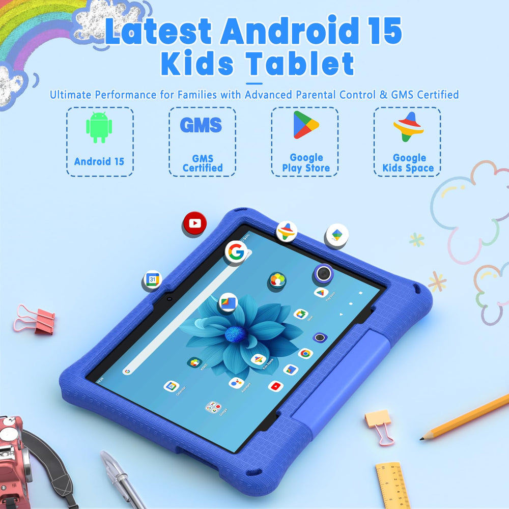Callsky-Kids 10-inch tablet side blue view for portability