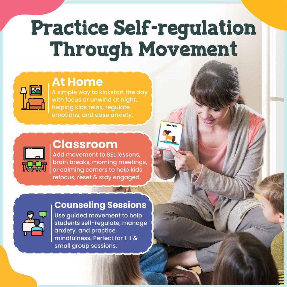 Calm and Joyful Kids Yoga Cards calming corner for sensory regulation.
