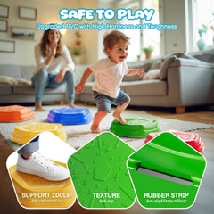 Calo safe design stepping stones feature non slip texture and floor protection.