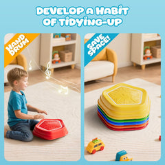Calo stackable design helps tidy away after play sessions.