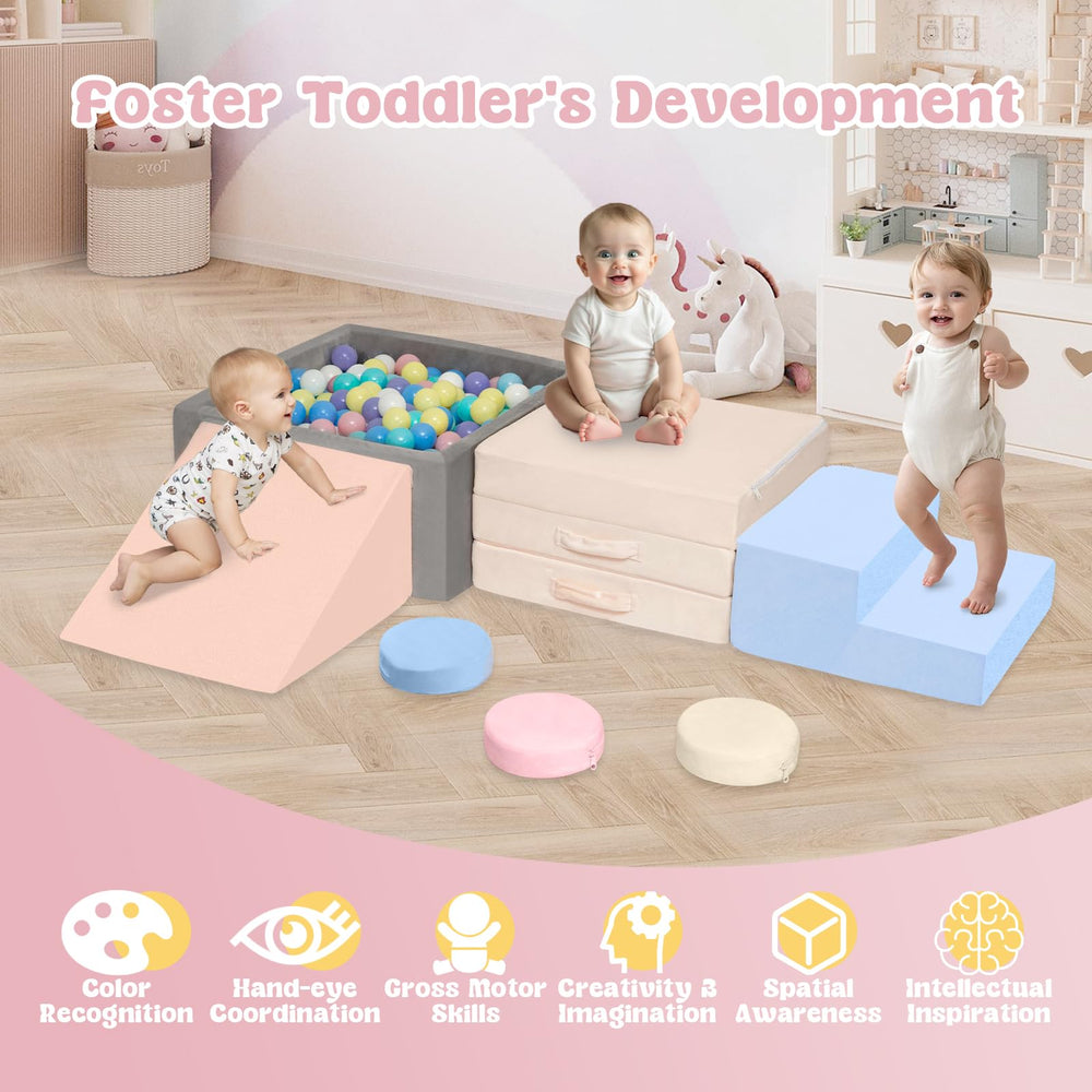 Camelus climbing toys soft fabric blocks provide gentle, safe tactile play for toddlers.
