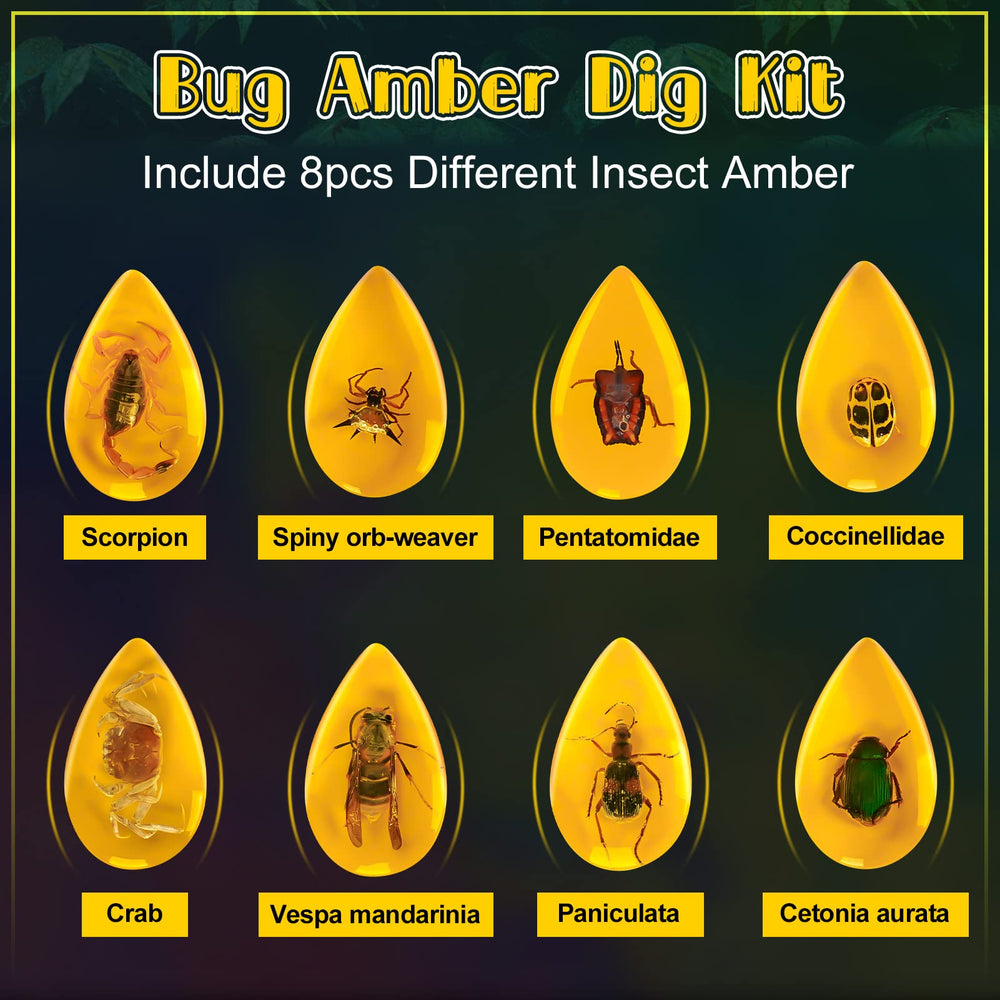 Cameparck Amber-Insect-8-Specimens image showing eight resin insects for hands-on discovery.