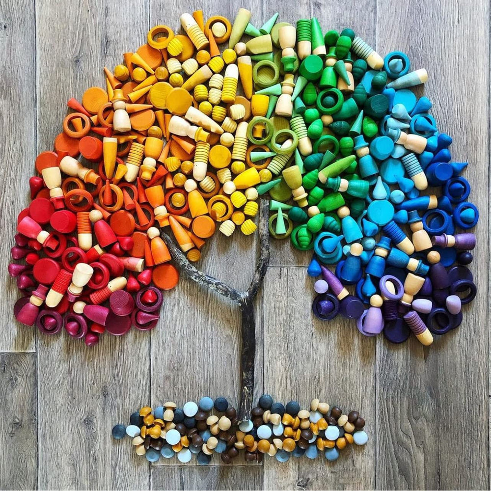 Candywood mandala loose parts for open-ended assembly and sensory exploration