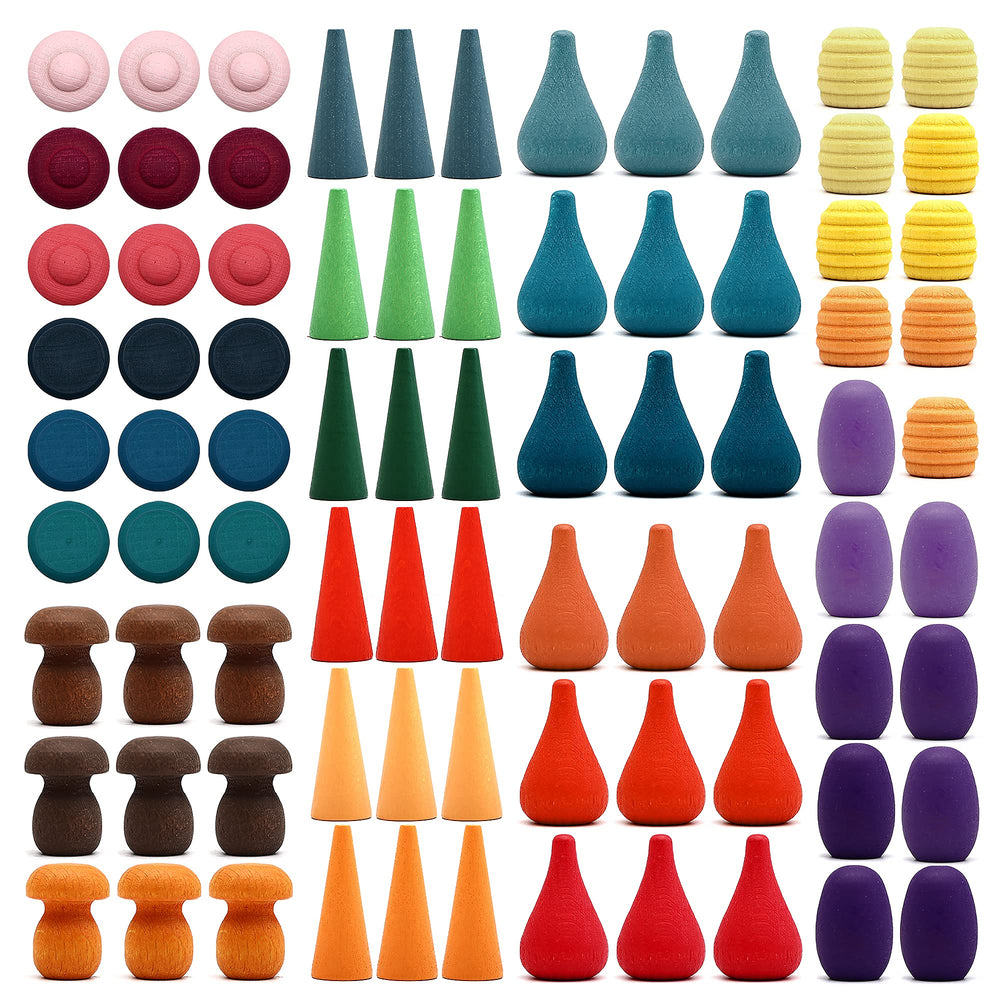 Candywood rainbow loose parts with seven shapes for creative play and fine motor skills