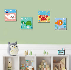 Canrichshop art kit; 8x8 sea-themed paint by numbers for beginners.