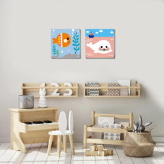 Beginner-friendly Canrichshop paint by numbers set with sea creatures for kids.