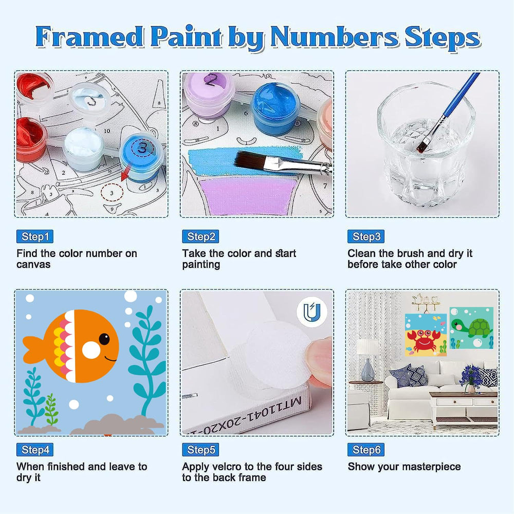 Canrichshop starter set of sea animal paint by numbers for kids.