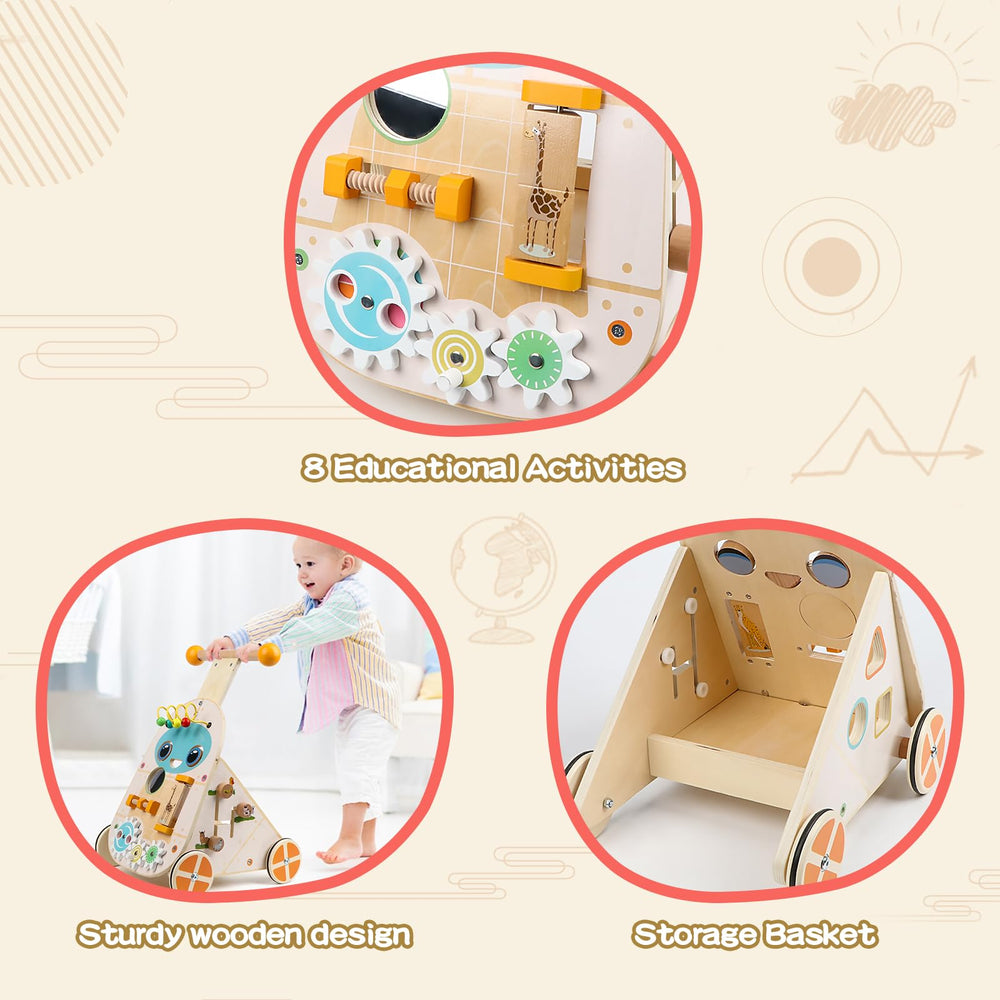 Canuan wooden baby walker seven educational activities for learning through play